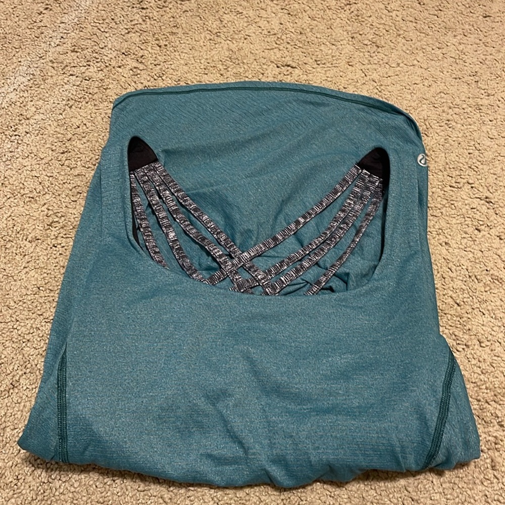 Lululemon wild tank heather forage teal dramatic static white black Sz 6 - Picture 6 of 6